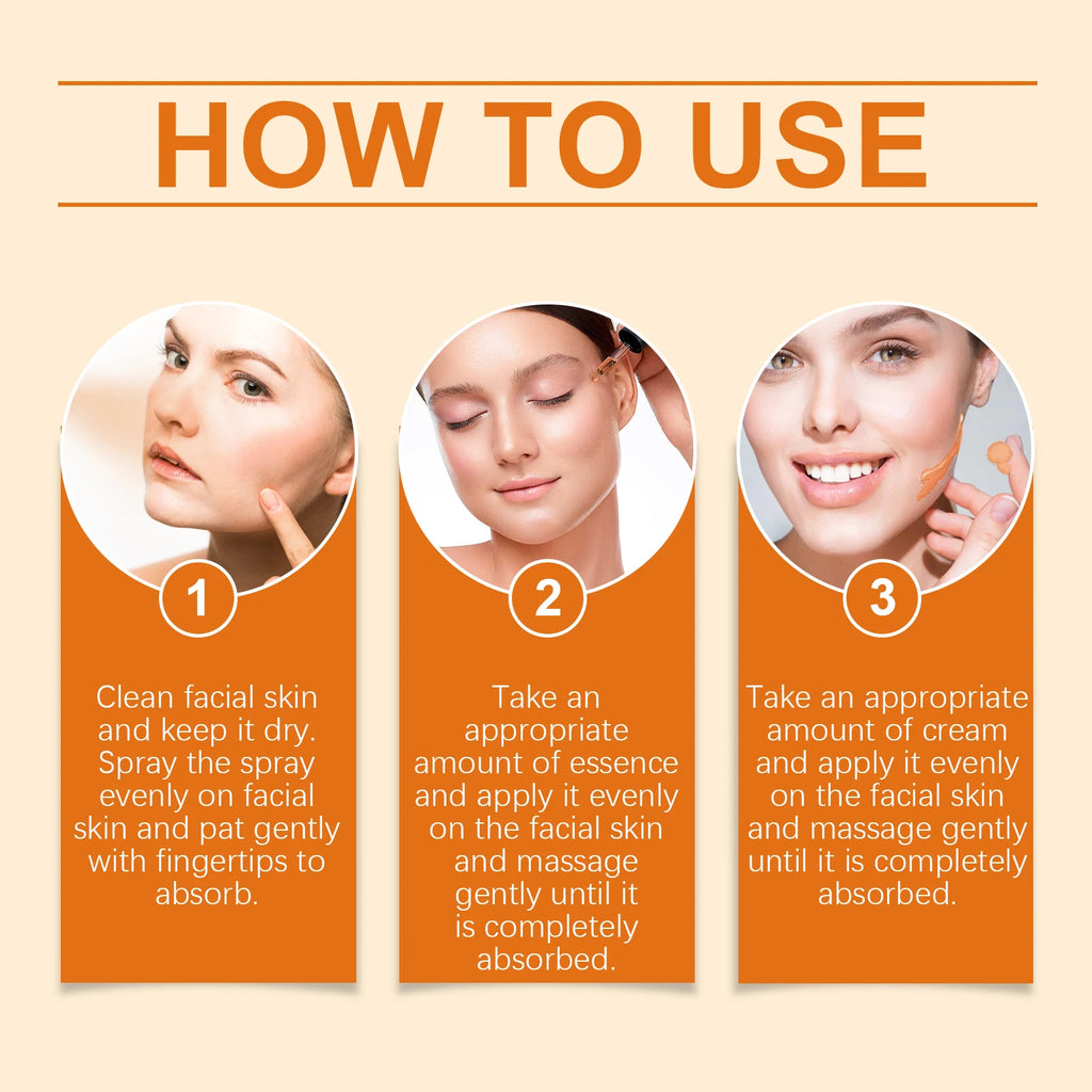 EELHOE Vitamin C Face Skin Care Set Moisturizing Improve Skin Texture Pore Shrink Enhance Skin Elasticity Facial Care Set mbzr
