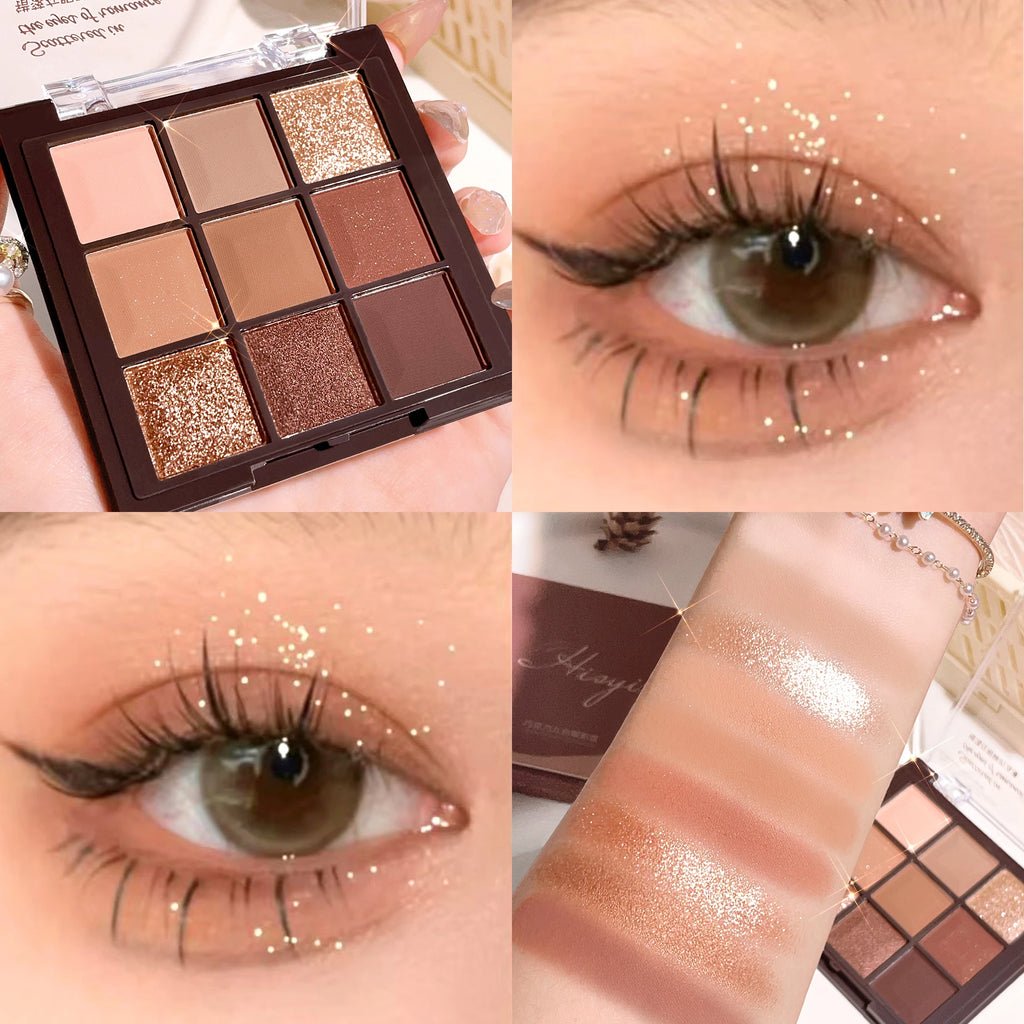 6-Pcs Eye Makeup Set:3D Eyebrow Styling Wild+Liquid Eyeliner+Slim Volume Mascara+9-Color Eyeshadow Palette Easy to Apply Unisex mbzr