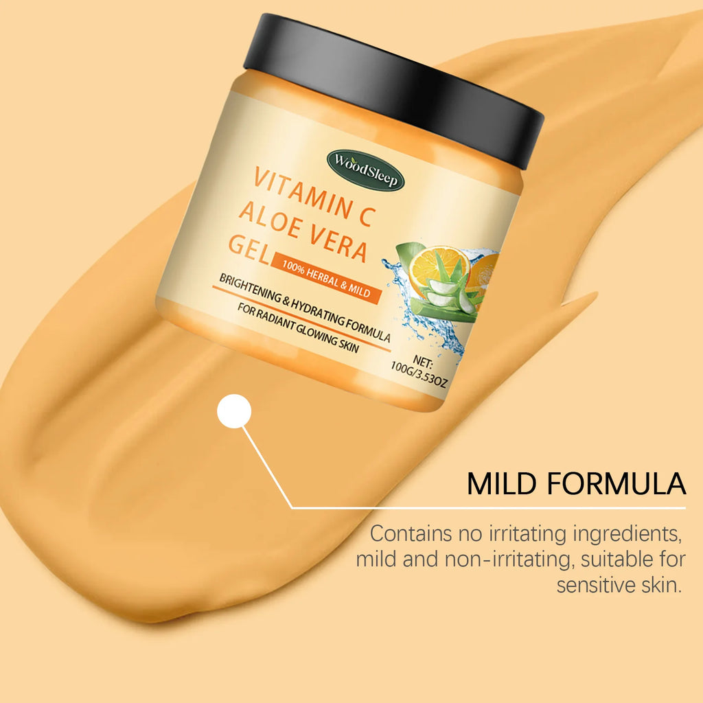 Woodsleep 100g Vitamin C Aloe Facial Care Gel Brightens Skin Tone Deep Moisturizing Purifies Pores Mild Formula Face Cream mbzr