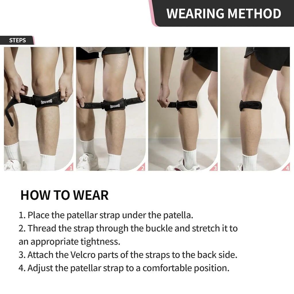 2PC/1Pair GOUNOD Patella Knee Straps Adjustable Knee Straps Running Sports for Pain Relief mbzr