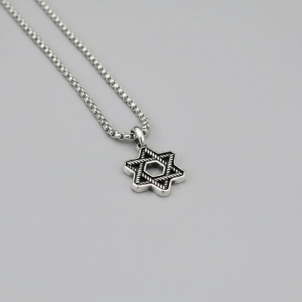 Solid Silver Star Necklace Men Fine Jewelry Birthday Gift