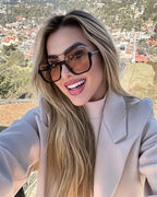Retro Pilot Metal Sunglasses Fashion Korean Style Women Square Shades Trendy Ins Popular Brand Design UV400 Sun Glasses