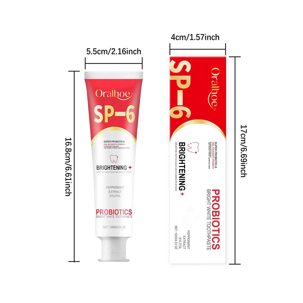 Oralhoe 120g Probiotic Toothpaste Sp-6 Whitening Tooth Powder Remove Plaque Stains Oral Hygiene Refreshing Breath Toothpaste mbzr
