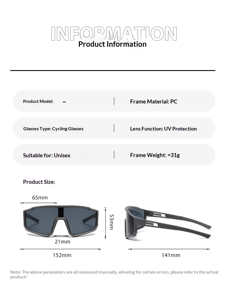 Oversized Cycling Sunglasses Outdoor Sports Windproof Shield Eyewear UV400 Ski Snowboard Mountain Protective Goggles