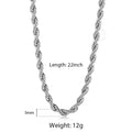 2mm-7mm Rope Chain Necklace Stainless Steel for Men Women Twisted Necklace Jewelry Gold Silver Color Chains Gift DKN635