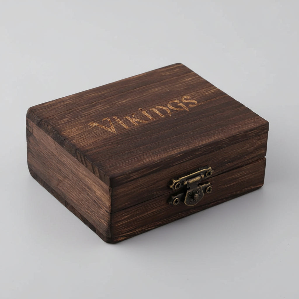 Viking Runes Beads Men's Bracelet Fashion Charm Beads Bracelet with Wooden Box mbzr