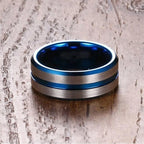 Fashion Jewelry Couple Ring Simple Stainless Steel Men Ring Elegant Blue/White Heart Zircon Women Rings Set Engagement Gift