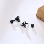 Vnox Stylish Triangle Stud Earrings for Men Women, AAA CZ Stone Unisex Ear Clip Jewelry, Rock Punk Vintage Accessory