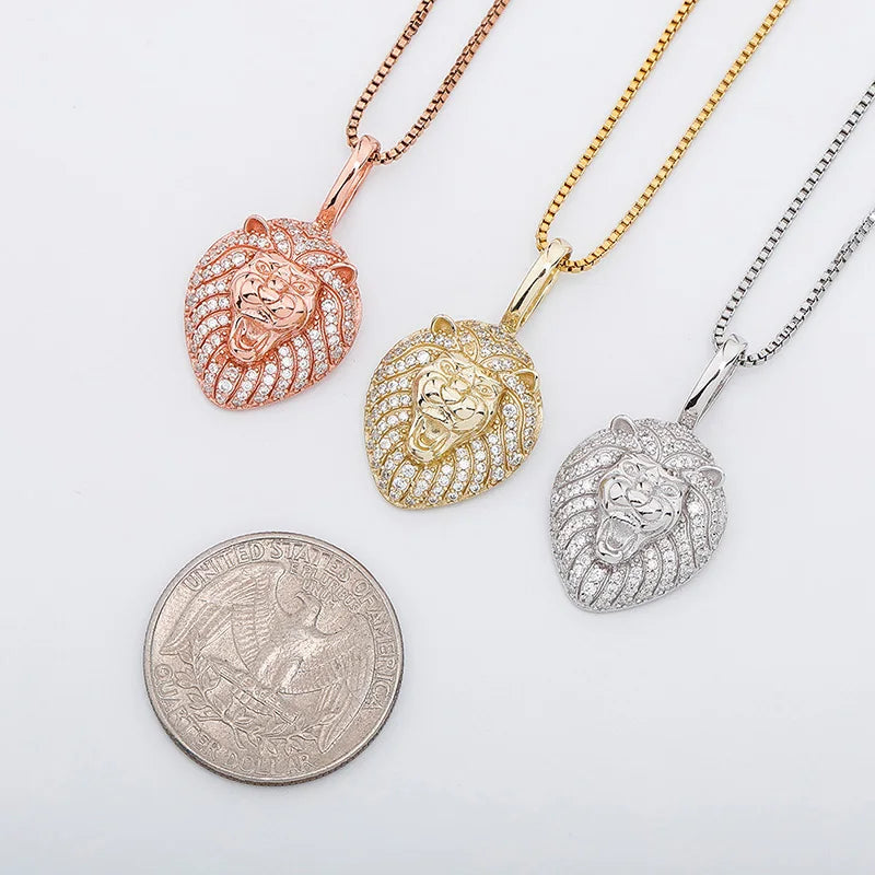 JINAO New 100% 925 Sterling Silver Lion Pendant High Quality CZ Women's Necklace Hip Hop Fashion Delicate Jewelry For Gift mbzr