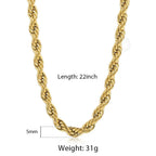 2mm-7mm Rope Chain Necklace Stainless Steel for Men Women Twisted Necklace Jewelry Gold Silver Color Chains Gift DKN635