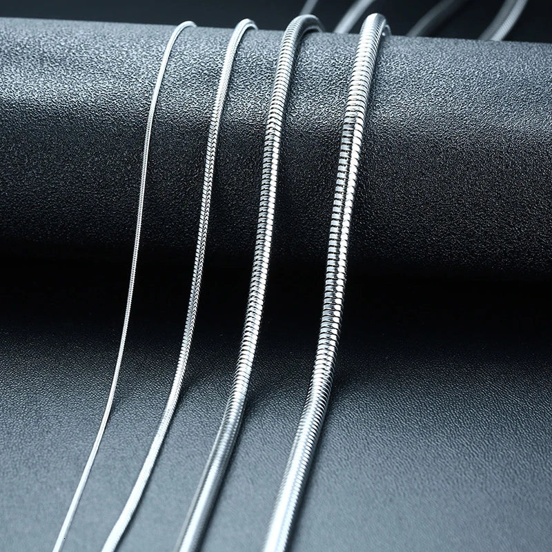 Vnox Basic Chain Necklaces for Men Never Fade Tone Stainless Steel Rolo Box Snake Chains Necklace 18-24 inch