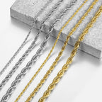 2mm-7mm Rope Chain Necklace Stainless Steel for Men Women Twisted Necklace Jewelry Gold Silver Color Chains Gift DKN635
