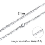 Vnox Basic Chain Necklaces for Men Never Fade Tone Stainless Steel Rolo Box Snake Chains Necklace 18-24 inch