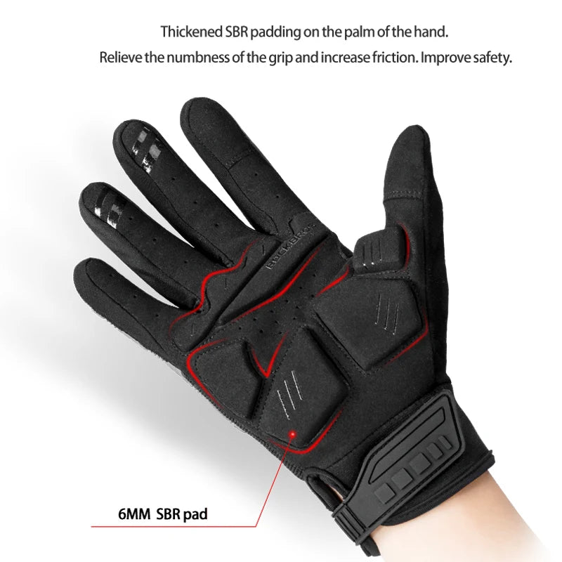ROCKBROS Cycling Gloves Thermal Autumn Winter Gloves Windproof SBR Touch Screen Bike Gloves Full Finger Shockproof Sport Gloves mbzr