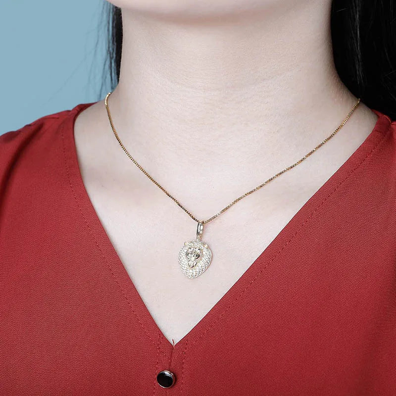 JINAO New 100% 925 Sterling Silver Lion Pendant High Quality CZ Women's Necklace Hip Hop Fashion Delicate Jewelry For Gift mbzr