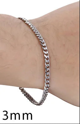 3-11mm Men's Bracelets Stainless Steel Curb Cuban Link Chain Black Gold Color Silver Color Bracelet For Women Jewelry KBM03
