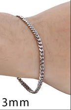 3-11mm Men's Bracelets Stainless Steel Curb Cuban Link Chain Black Gold Color Silver Color Bracelet For Women Jewelry KBM03