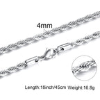 Vnox Basic Chain Necklaces for Men Never Fade Tone Stainless Steel Rolo Box Snake Chains Necklace 18-24 inch