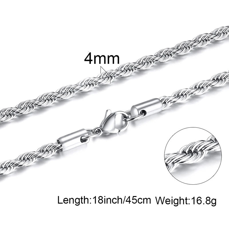 Vnox Basic Chain Necklaces for Men Never Fade Tone Stainless Steel Rolo Box Snake Chains Necklace 18-24 inch