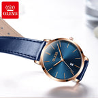 OLEVS Women Watch Red  Casual Leather Ladies Watches Luxury Quartz Female Wristwatches Brand Clock Ultra Thin Surface 6.5MM5869 mbzr