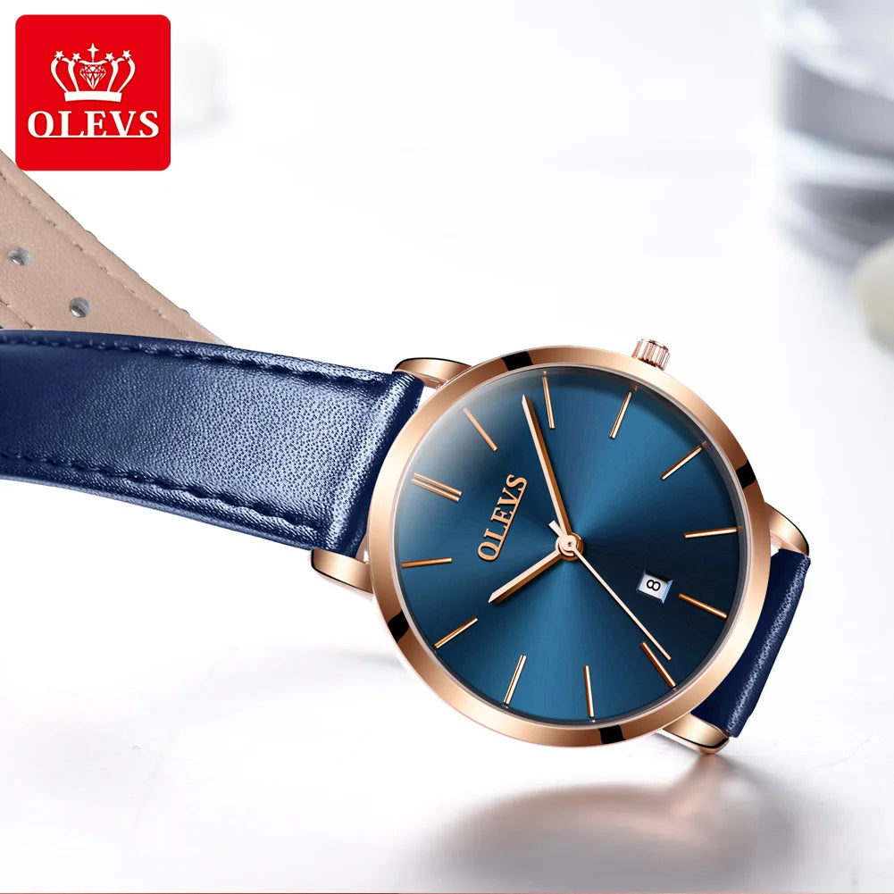 OLEVS Women Watch Red  Casual Leather Ladies Watches Luxury Quartz Female Wristwatches Brand Clock Ultra Thin Surface 6.5MM5869 mbzr