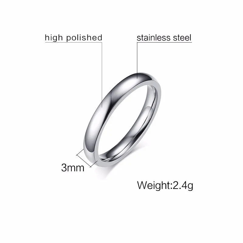 Vnox 3mm Thin Stainless Steel Wedding Rings for Women Men Never Fade Engagement Bands CZ Stone Solitaire Ring