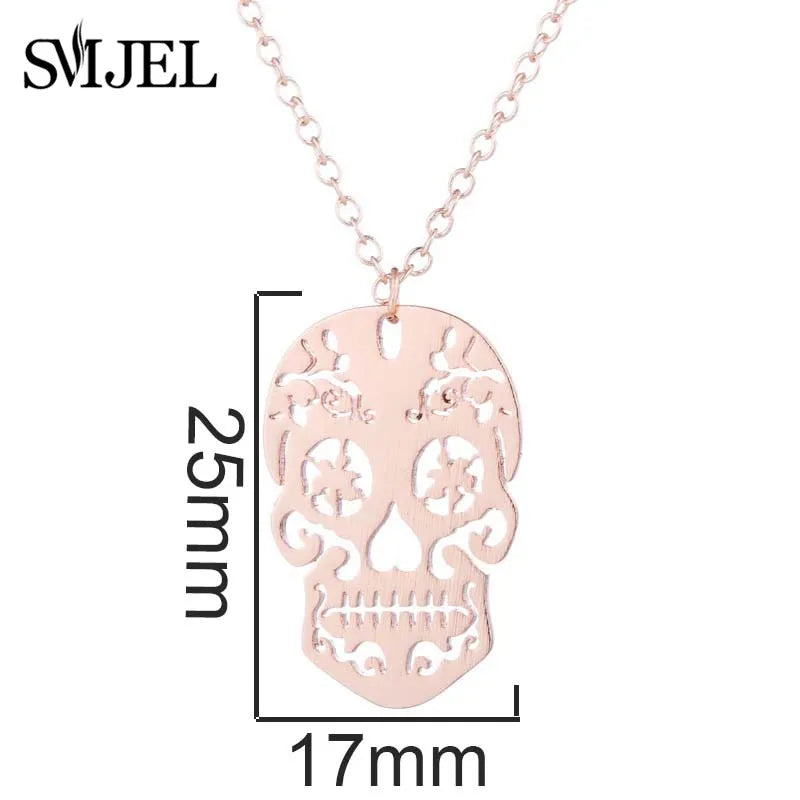 SMJEL Vintage Skeleton Pendant with Choker Skull Necklace Link Chain
