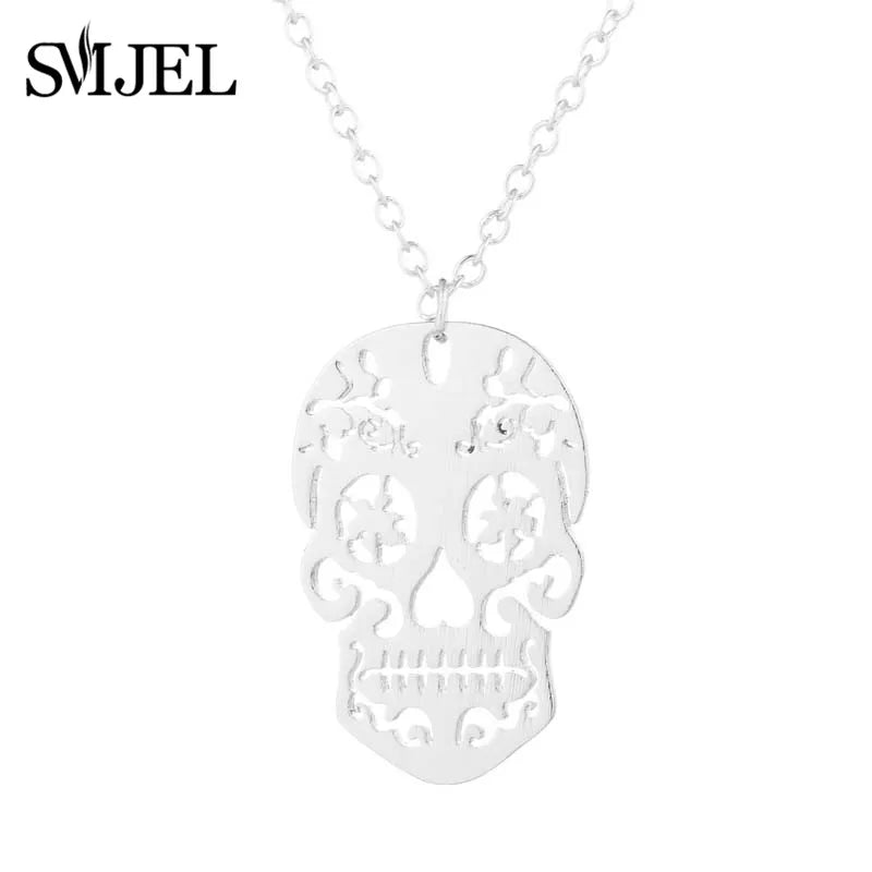 SMJEL Vintage Skeleton Pendant with Choker Skull Necklace Link Chain