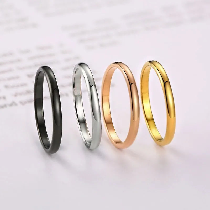 Vnox 2mm Thin Rings For Women Girl Solid Stainless Steel Minimalist Ring Set Elegant Party Tail Ring Extra Small Size #3- #10