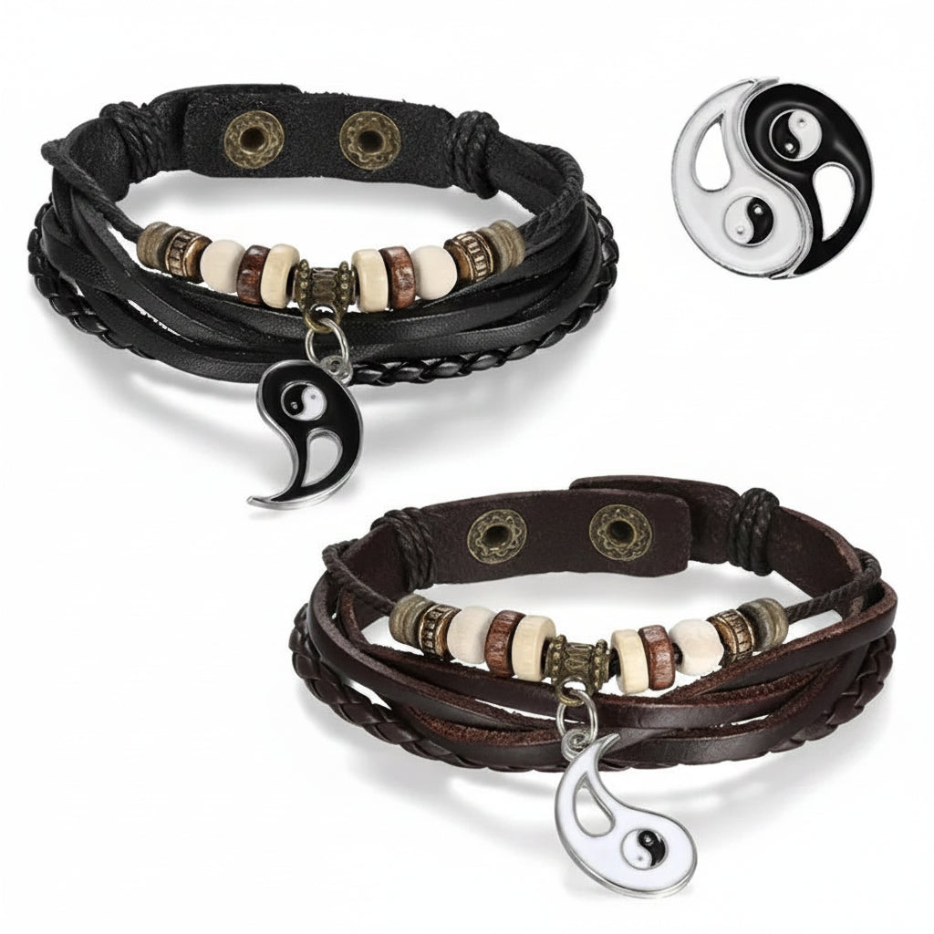 Chain Link 2 pcs Charm Bracelet Yin Yang Couples Rope Chain Fashion Jewelry mbzr