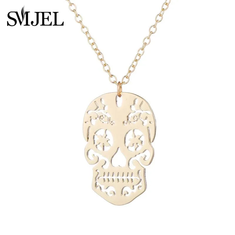 SMJEL Vintage Skeleton Pendant with Choker Skull Necklace Link Chain