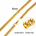 Vnox Men Women Necklace Gold Color Snake Miami Cuba Wheat Spiga Paima Link Round Box Curb Chain 24" Choker