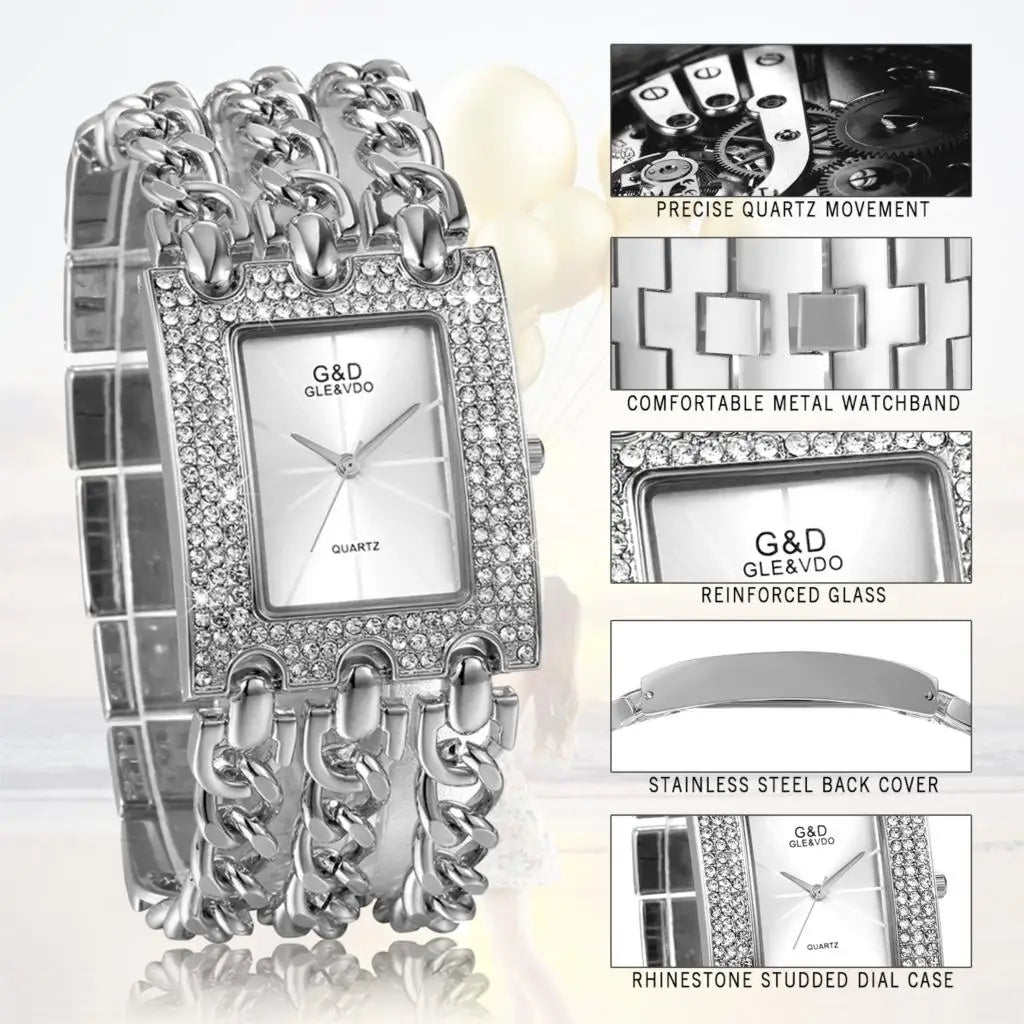 LANCARDO Luxury Women's Quartz Watch Gold Silver Strap Fashion Wristwatch mbzr