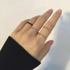 Vnox 2mm Thin Rings For Women Girl Solid Stainless Steel Minimalist Ring Set Elegant Party Tail Ring Extra Small Size #3- #10