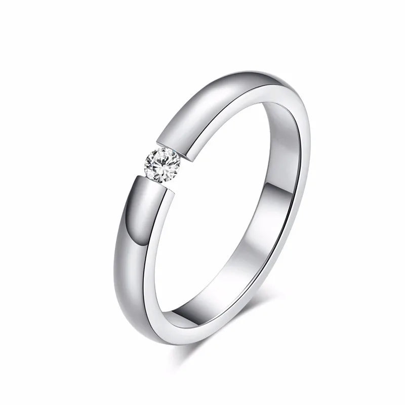 Vnox 3mm Thin Stainless Steel Wedding Rings for Women Men Never Fade Engagement Bands CZ Stone Solitaire Ring
