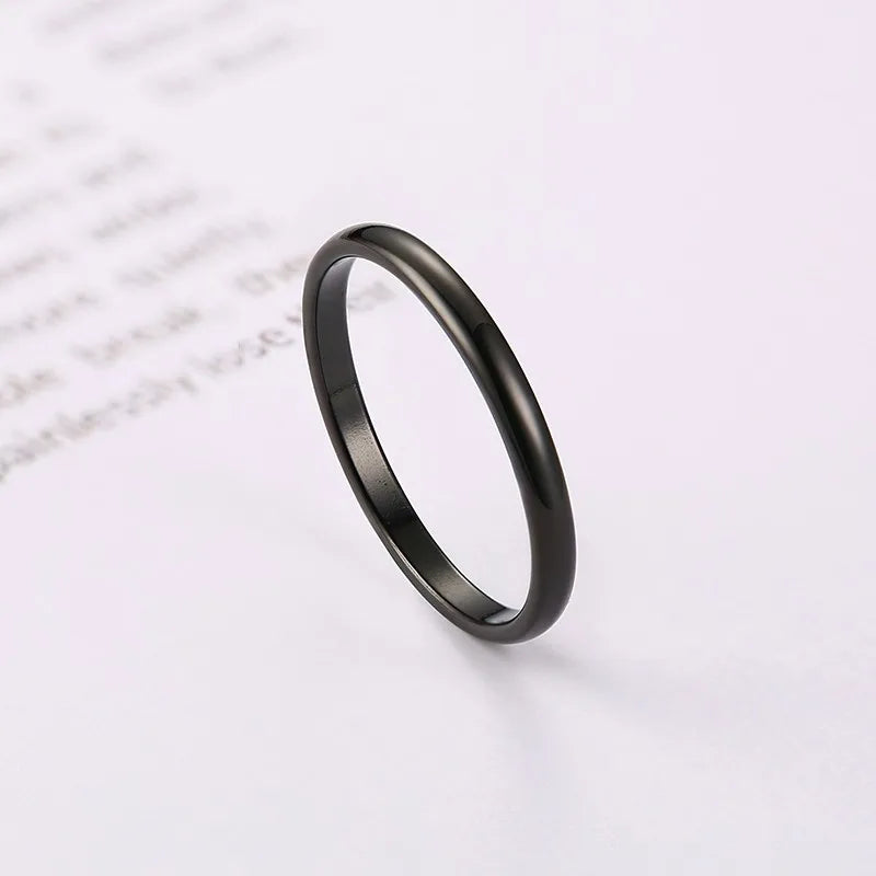 Vnox 2mm Thin Rings For Women Girl Solid Stainless Steel Minimalist Ring Set Elegant Party Tail Ring Extra Small Size #3- #10