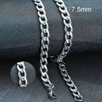 Vnox Men's Cuban Link Chain Necklace Stainless Steel Black Gold Color Male Choker colar Jewelry Gifts for Him