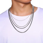 Vnox Basic Chain Necklaces for Men Never Fade Tone Stainless Steel Rolo Box Snake Chains Necklace 18-24 inch