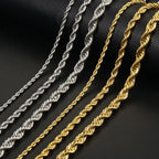 2mm-7mm Rope Chain Necklace Stainless Steel for Men Women Twisted Necklace Jewelry Gold Silver Color Chains Gift DKN635