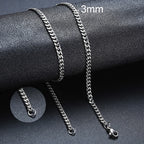 Vnox Men Simple 3-11mm Stainless Steel Cuban Link Chain Necklaces for Male Jewelry Solid Black Gold Color Gifts Miami Curb Chain