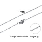 Vnox Basic Chain Necklaces for Men Never Fade Tone Stainless Steel Rolo Box Snake Chains Necklace 18-24 inch
