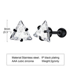 Vnox Stylish Triangle Stud Earrings for Men Women, AAA CZ Stone Unisex Ear Clip Jewelry, Rock Punk Vintage Accessory