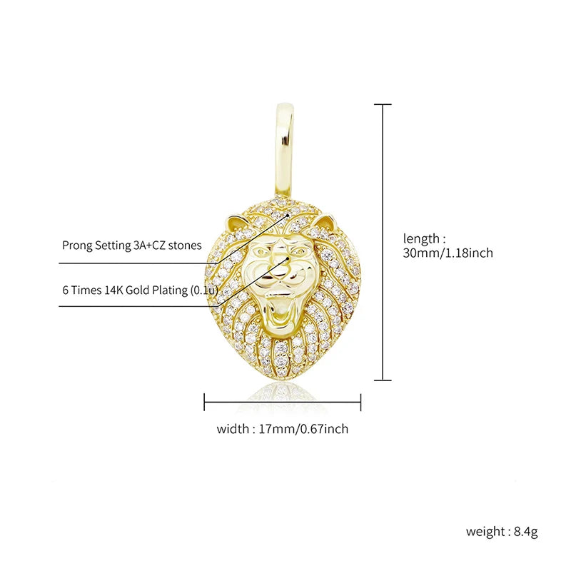 JINAO New 100% 925 Sterling Silver Lion Pendant High Quality CZ Women's Necklace Hip Hop Fashion Delicate Jewelry For Gift mbzr
