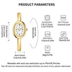 YaLaLuSi Vintage Green Oval Dial Gold Bangle Watch Elegant Retro Roman Numeral Ladies Quartz Wristwatch Luxury Women  Gift