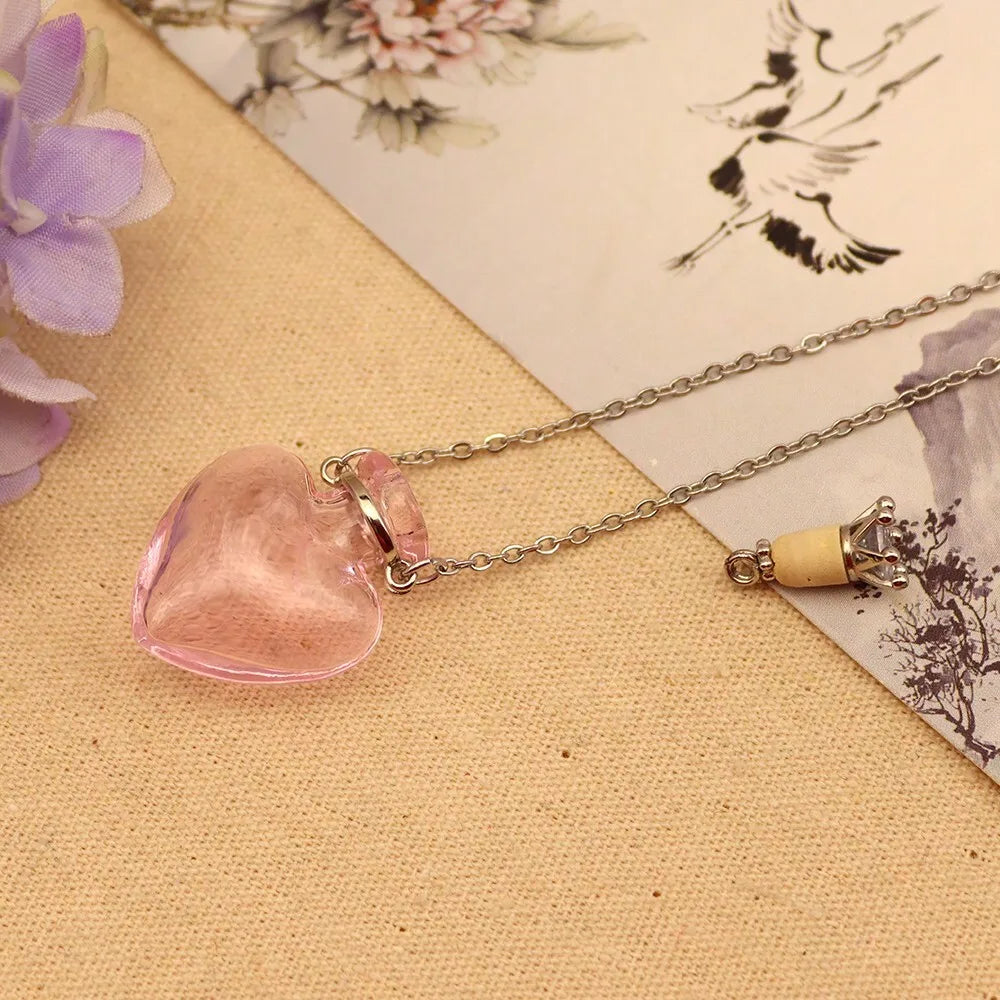 1pc Simple Colorful Glass Vial Pendant Necklace With Titanium Steel Chain, Suitable For Holding Perfume, Essential Oils, Pet Ashes - For Men & Women