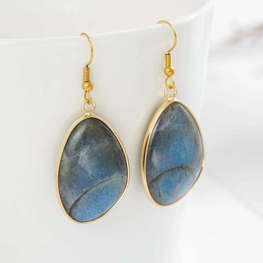 Labradorite Stone Earrings for Women Natural Stone Charm Dangle Earrings for Girls Jewelry for Birthday Party Gift DropShipping