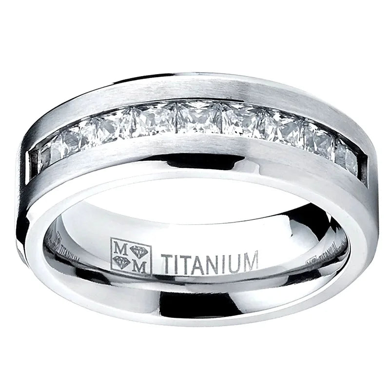 Hot Selling Silver Plated Stainless Steel Rings For Men Square Cubic Zircon Ring Jewelry Accessories Wholesale Size 7-13