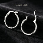 925 Sterling Silver Twisted Hoop Earrings Shiny Polished Textured Circle Earrings Hypoallergenic Premium Women Fashion Jewelry