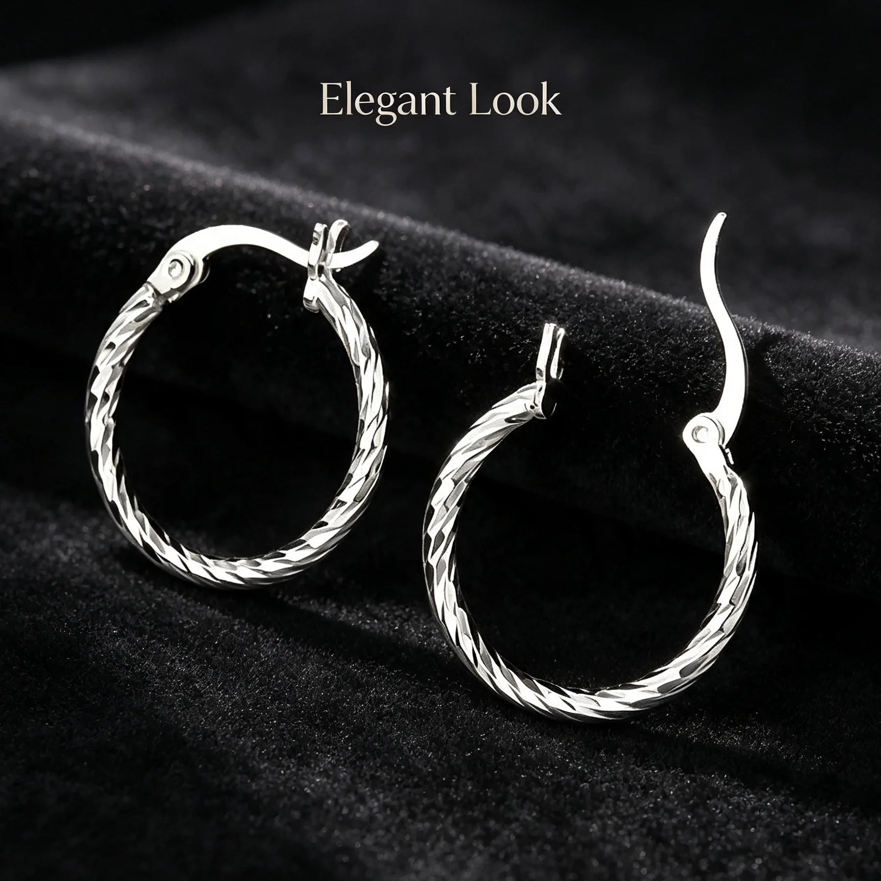 925 Sterling Silver Twisted Hoop Earrings Shiny Polished Textured Circle Earrings Hypoallergenic Premium Women Fashion Jewelry