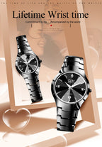 OPK Couple Watches For Lovers Rhombus Mirror Diamond Calendar Stainless steel Waterproof Wristwatch for Couple Reloj de pareja mbzr